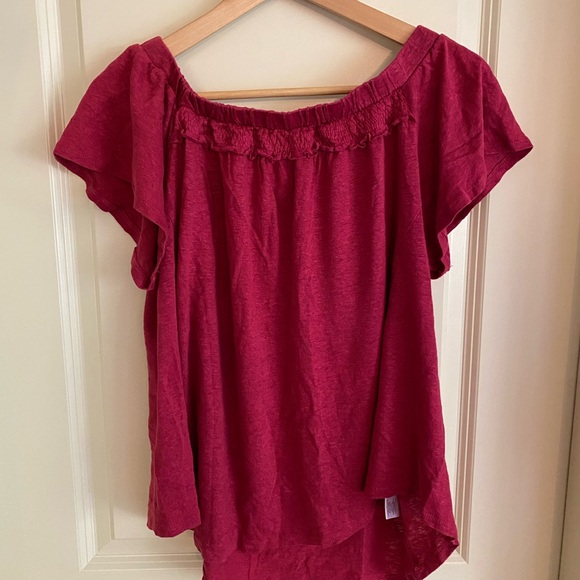 Bordeaux Linen Blouse (from Anthropology). Size L - Picture 4 of 4